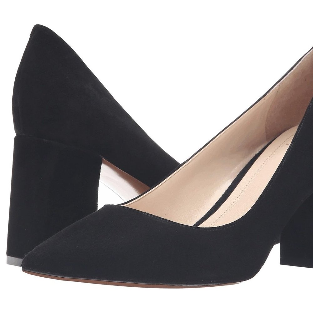 Mark Fisher LTD Zala Black Suede Block Heel Pumps, 8.5